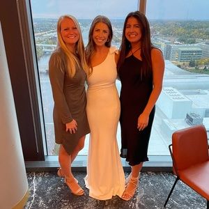 Lulu’s all your adoration white one shoulder mermaid dress